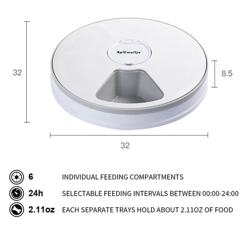 6-Meal 6-Grid Smart Control Pet Feeder – Timed Dry Food Dispenser