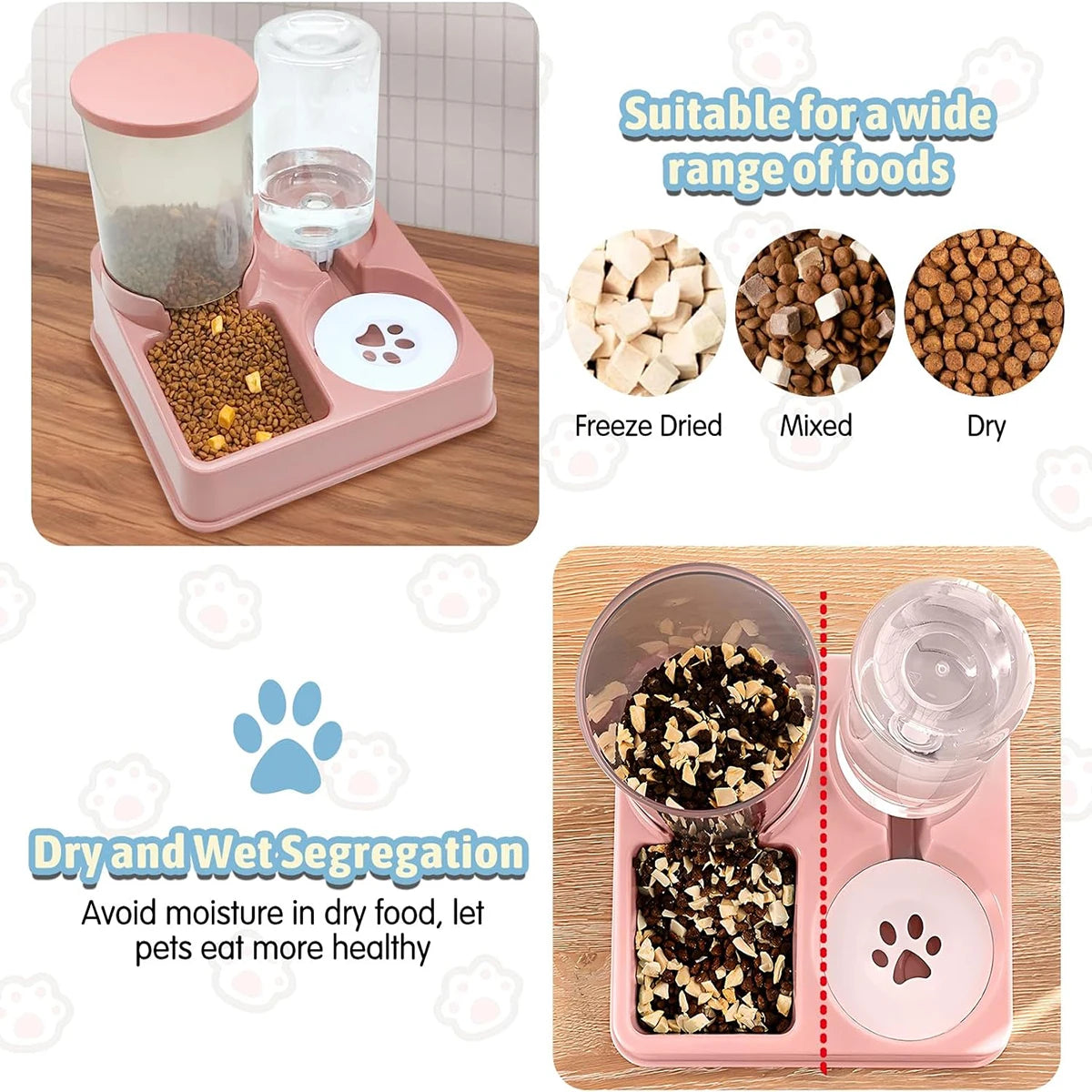2-in-1 Automatic Pet Food & Water Feeder Set – Tilted Gravity Dispenser