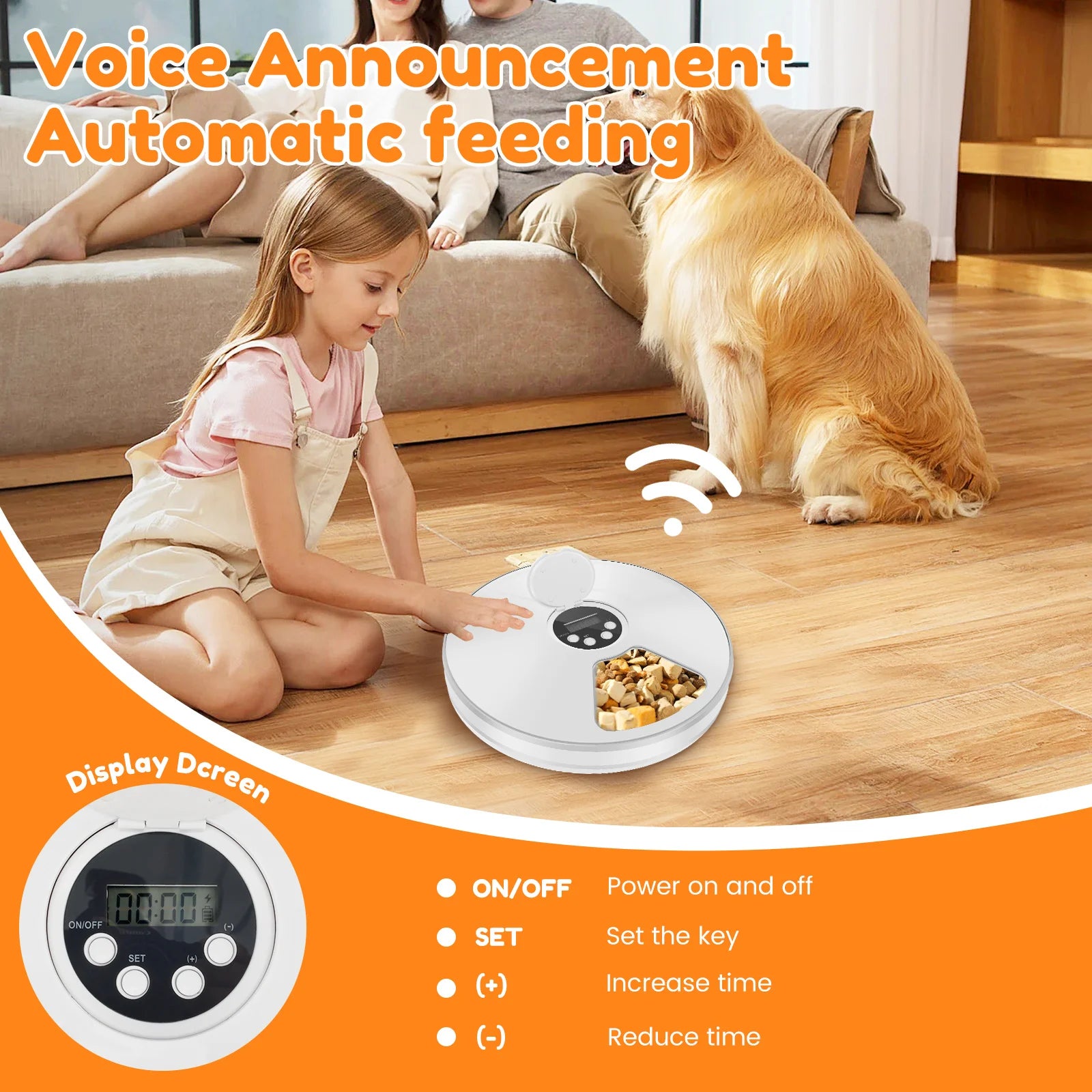 6-Meal Timed Pet Feeder – Dry & Wet Food Dispenser with Timer