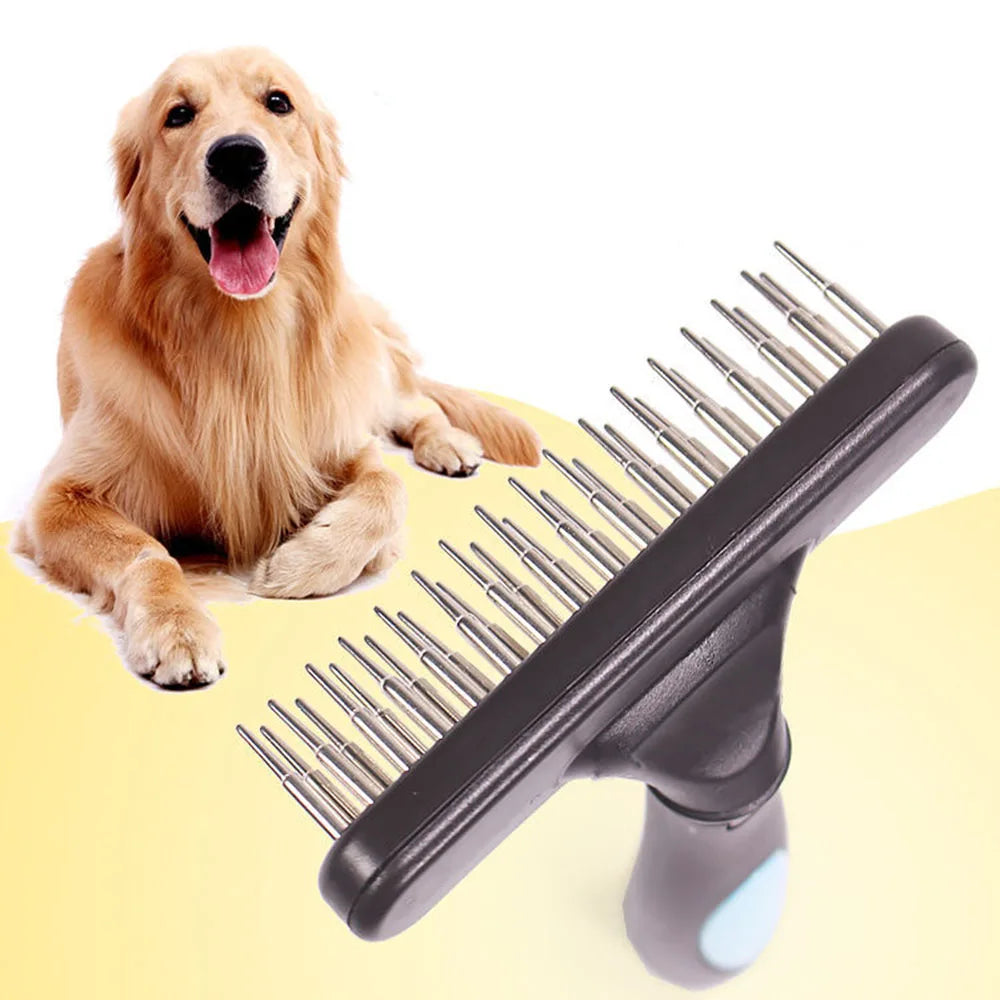 Double Row Pin Undercoat Rake – Deshedding Brush for Dogs & Cats