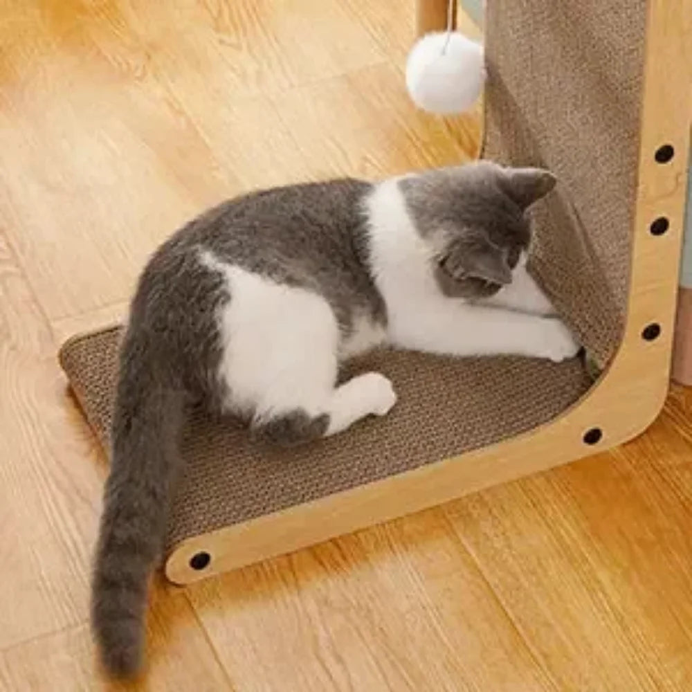 L-Shape Cat Scratching Post – Large Cardboard Scratcher & Furniture Protector