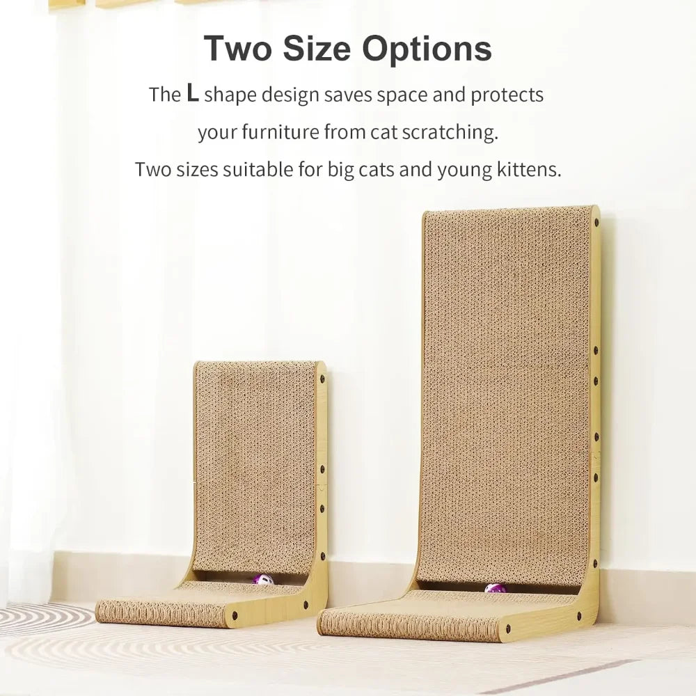 L-Shape Cat Scratching Post – Large Cardboard Scratcher & Furniture Protector
