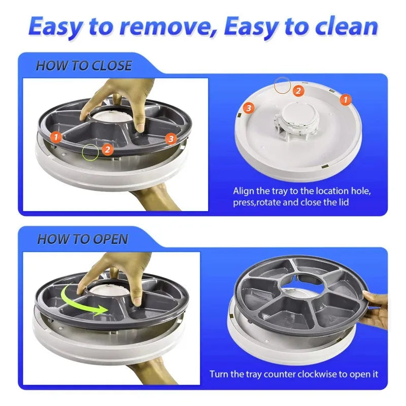 6-Meal 6-Grid Smart Control Pet Feeder – Timed Dry Food Dispenser