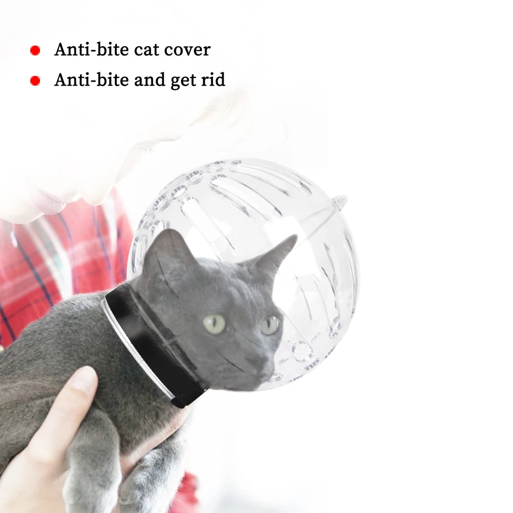Breathable Cat Grooming Muzzle & Space Hood
