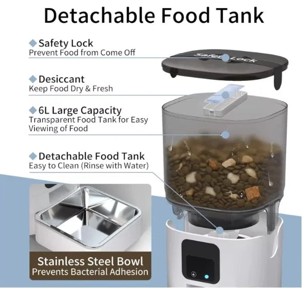 Smart WiFi Pet Feeder with APP Control – Remote Feeding for Cats & Dogs