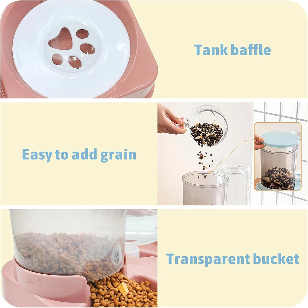 2-in-1 Automatic Pet Food & Water Feeder Set – Tilted Gravity Dispenser