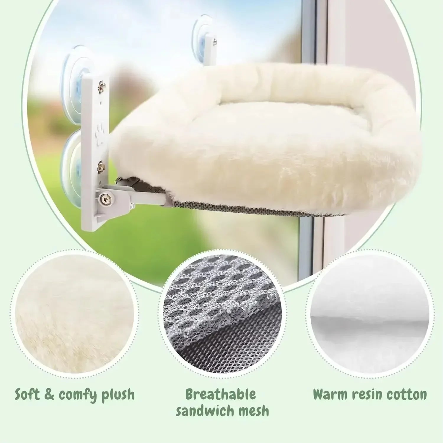 Winter Cat Hammock Window Habitat Cat Sunbathing Glass Hanging Suction Cup Balcony Pet Nest Foldable Pet Bed Cat Supplies