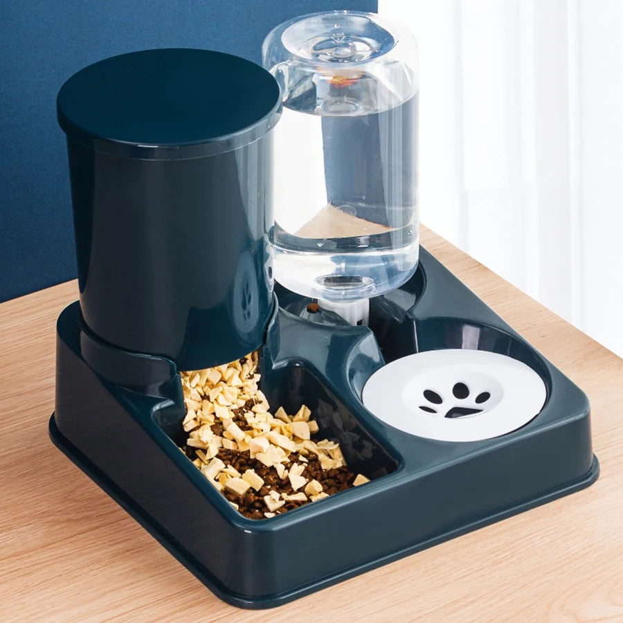 2-in-1 Automatic Pet Food & Water Feeder Set – Tilted Gravity Dispenser