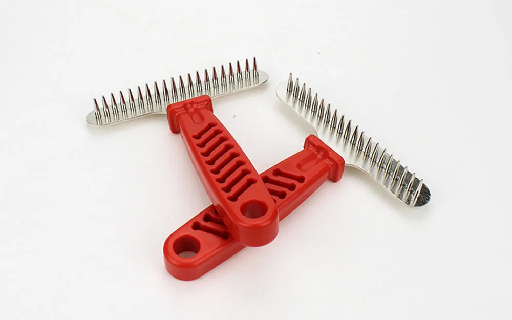 Double Row Pin Undercoat Rake – Deshedding Brush for Dogs & Cats