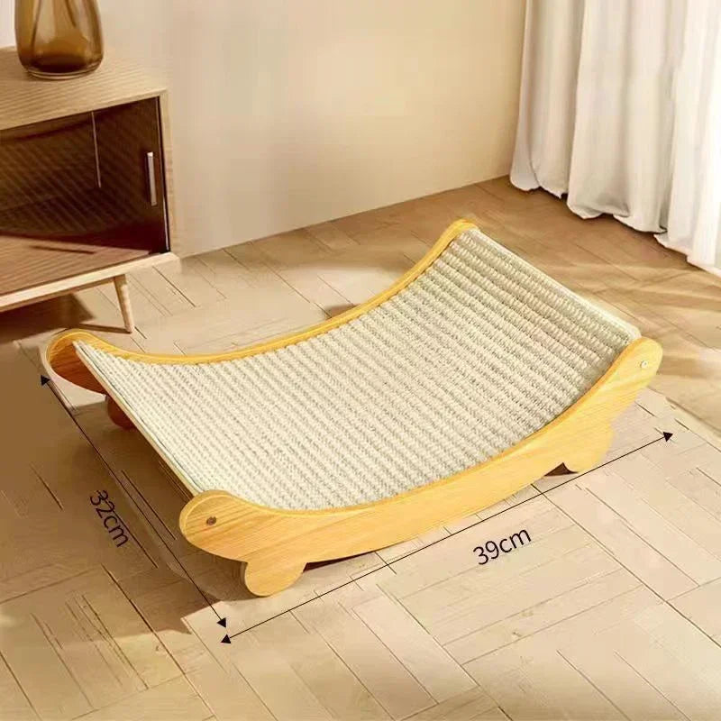 Wooden Cat Scratching Pad & Sleeping Bed – Detachable Wear-Resistant Scratcher