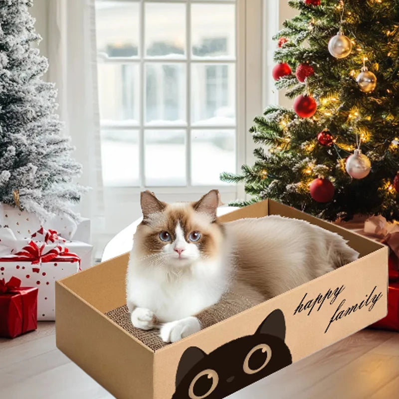 Cardboard Cat Scratching Pad & Bed Combo – Non-Shedding All-Season Pet Bed