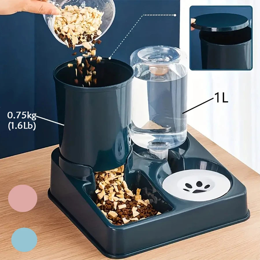 2-in-1 Automatic Pet Food & Water Feeder Set – Tilted Gravity Dispenser