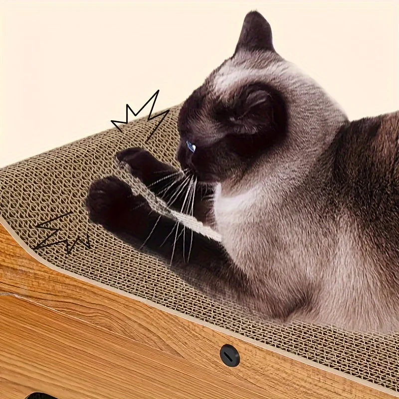 Cat Scratch Sofa with Cardboard Nest, Scratch Column & Interactive Toys – All-in-One