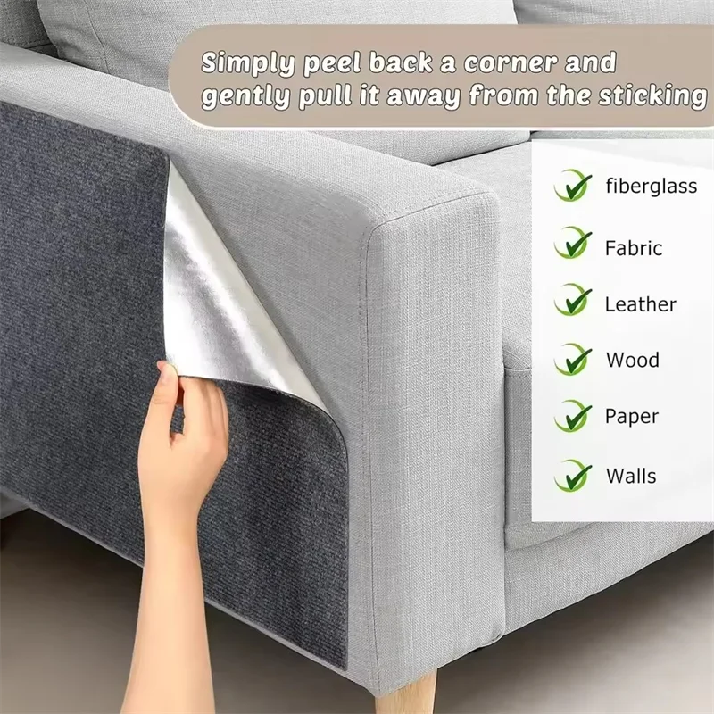 Cat Scratcher Sofa Protector – Self-Adhesive Trimmable Carpet Scratch Mat (7 Colors)