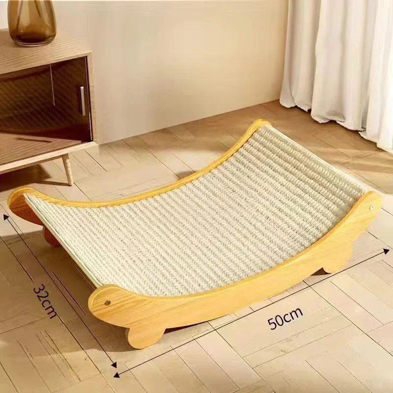 Wooden Cat Scratching Pad & Sleeping Bed – Detachable Wear-Resistant Scratcher