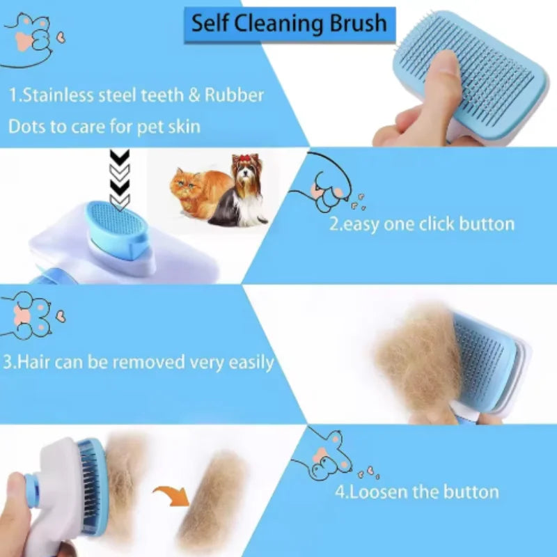 Self-Cleaning Pet Grooming & Massage Comb