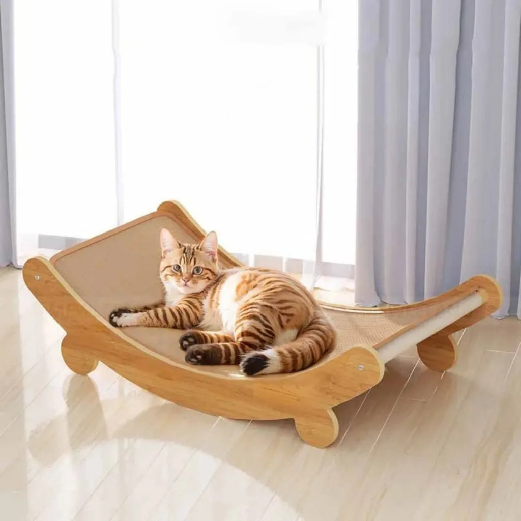 Wooden Cat Scratching Pad & Sleeping Bed – Detachable Wear-Resistant Scratcher