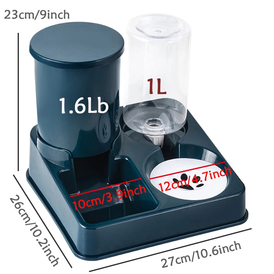 2-in-1 Automatic Pet Food & Water Feeder Set – Tilted Gravity Dispenser
