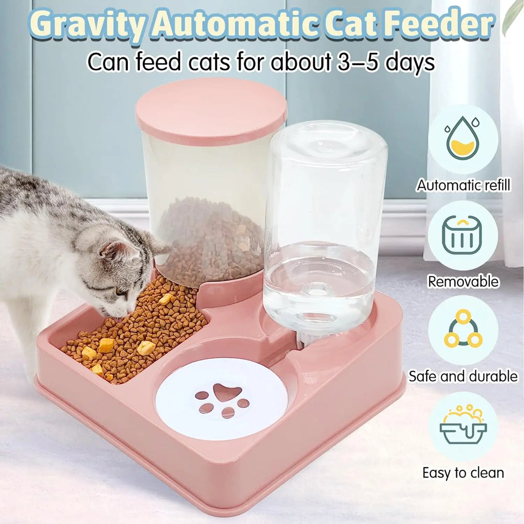 2-in-1 Automatic Pet Food & Water Feeder Set – Tilted Gravity Dispenser